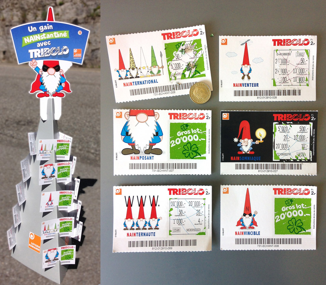 Billet de loterie suisse tribolo de nains nainconnu de Jaques vallotton